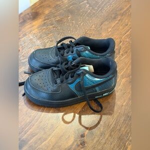 Nike Air Force 1 Toddler Size 11 Black Blue Baby Dragon Sneakers BV6060-001